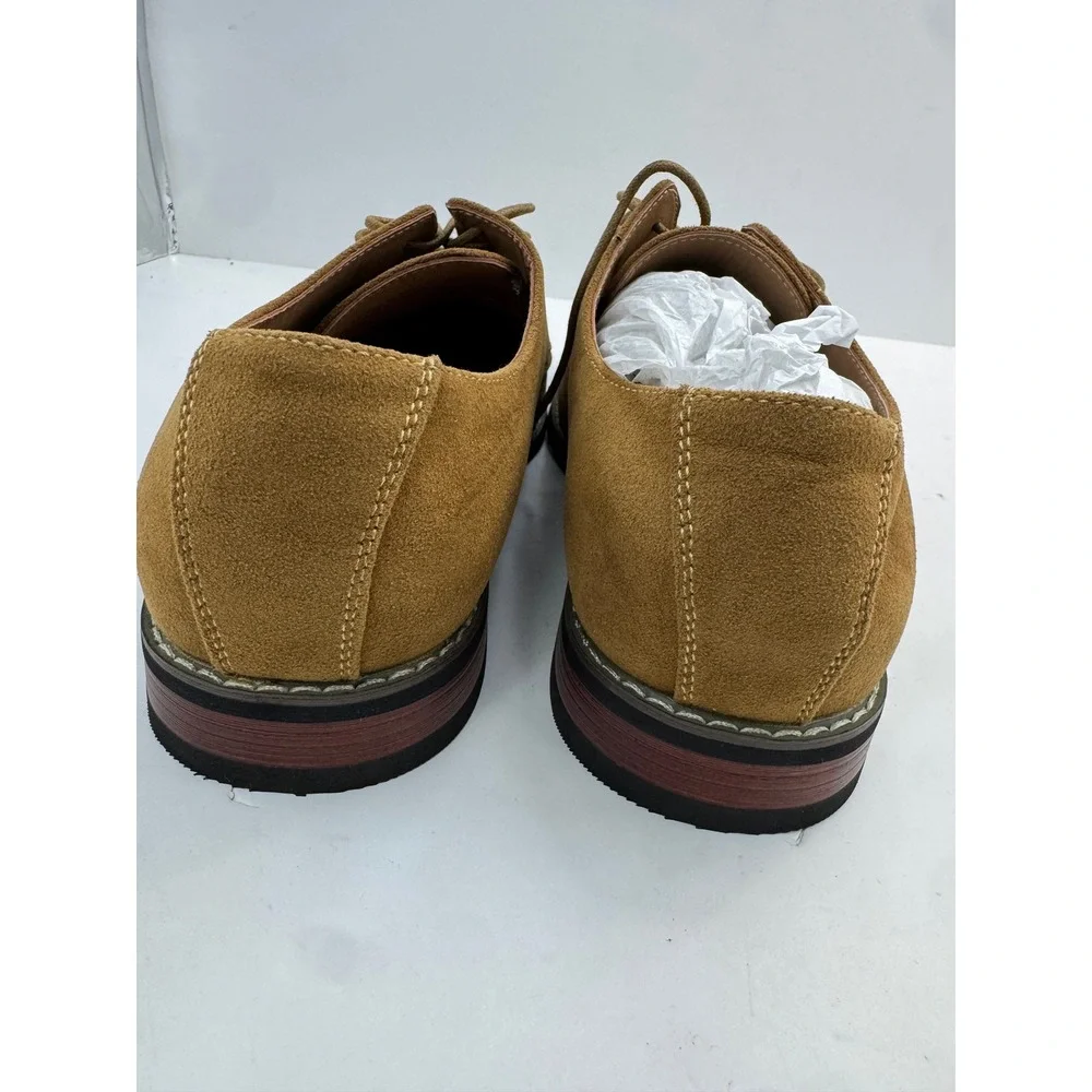 Mofri Suede Oxford Dress‎ Shoes Mens Size 8 Tan Cap Toe Lace Up Business Casual